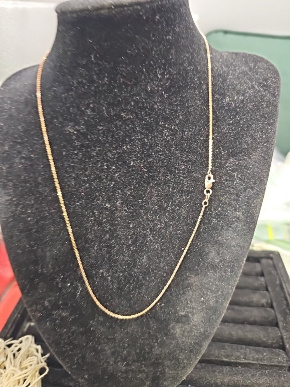 Necklace Fine Box Link .925 Silver With Rose Gold Tone Overlay 16"inch...